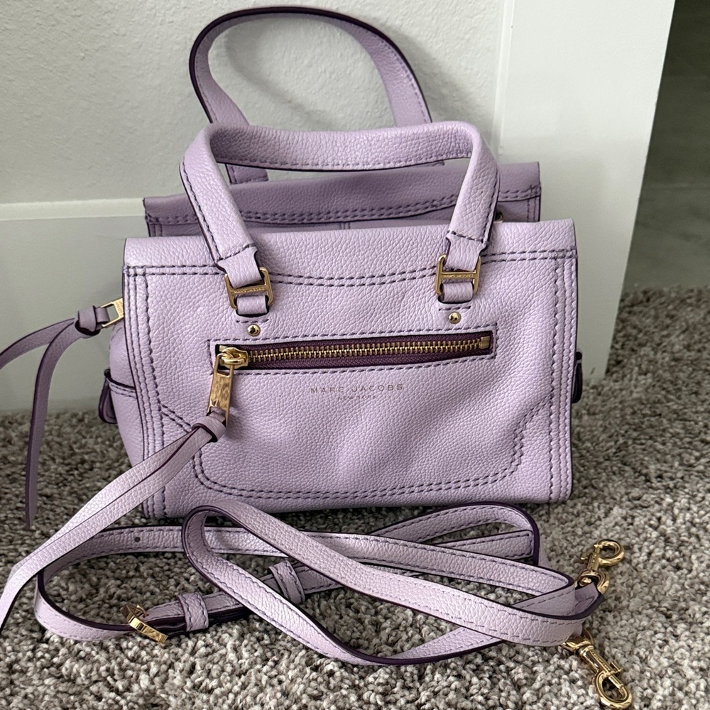 Marc Jacobs Lavender Pebbled Leather Satchel with Gold Hardware